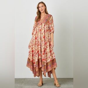 Polagram Floral Tiered Dress NWOT